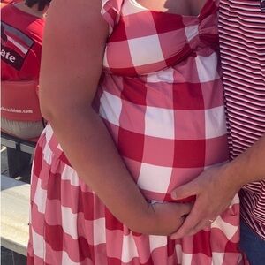 English Factory Red and White Checkered Maxi Dress